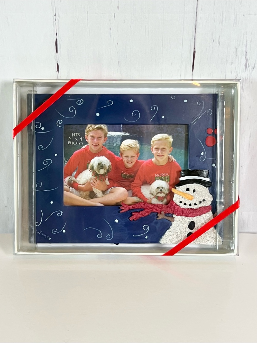MD Anderson Childrens Art Project Christmas Snowman Pet Picture Frame NIB